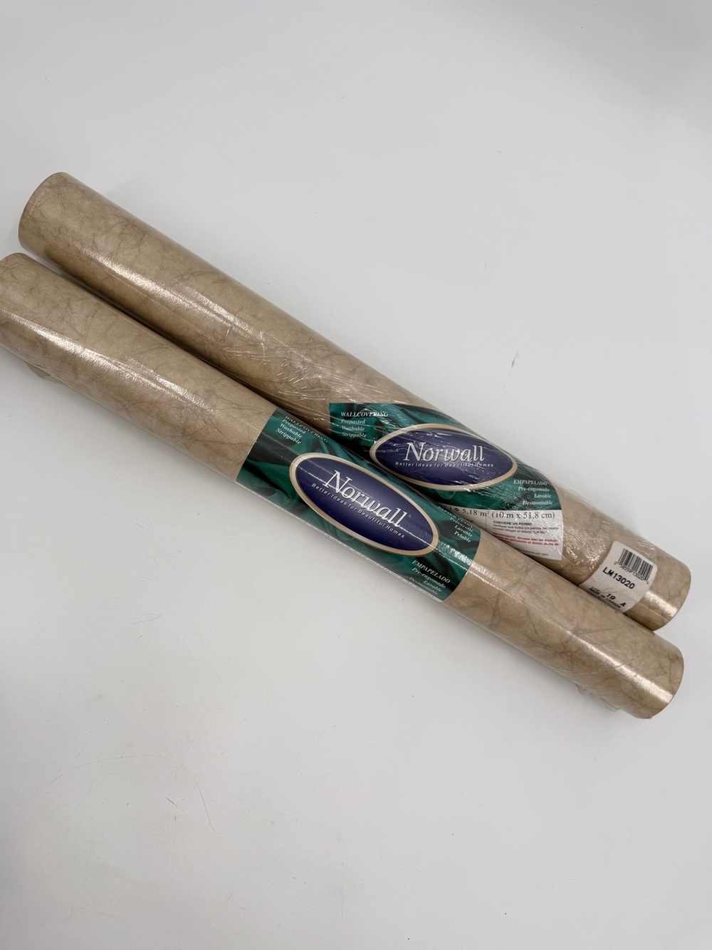 Norwall Vinyl Wallpaper 2 Rolls LM 13020 Beige Tan Print Prepasted Washable READ